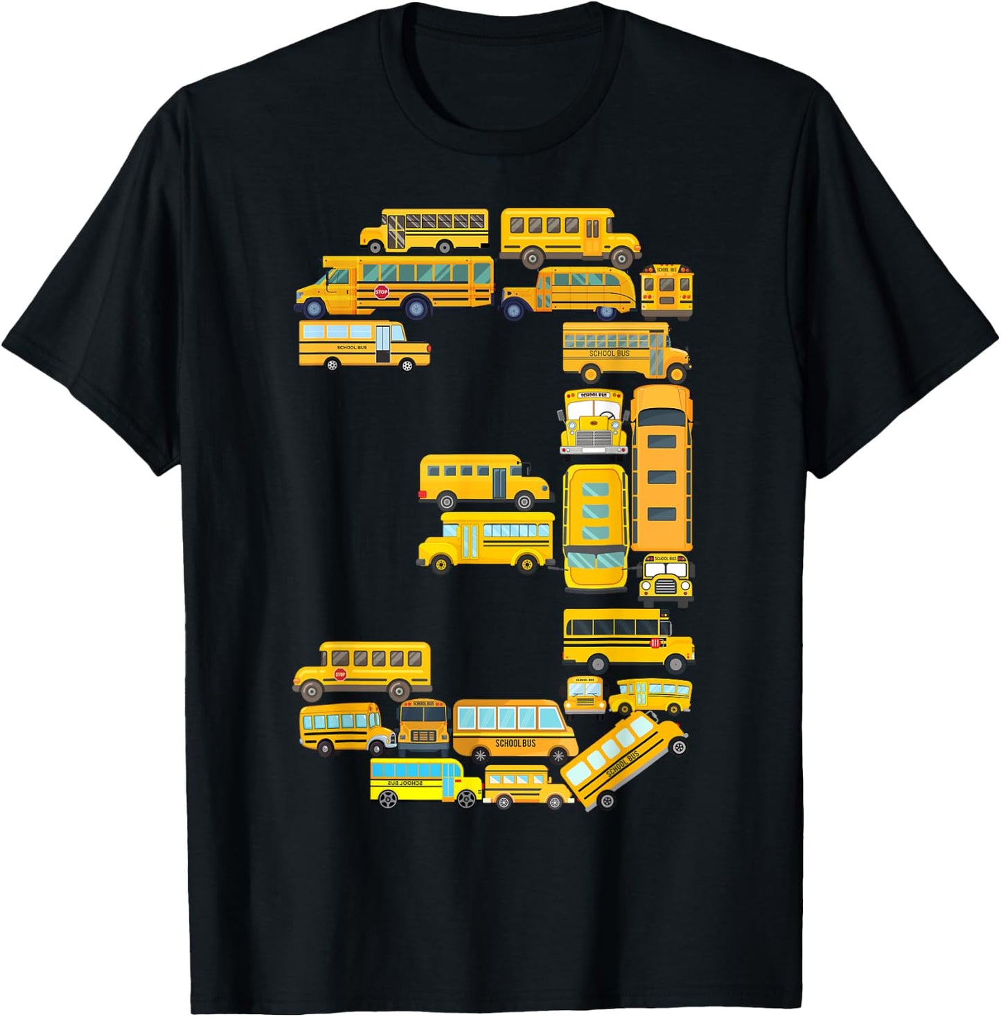 Toddler 3rd Birthday School Bus Themed 3 Year Old Boys Kids T-Shirt - T-Shirt | Black