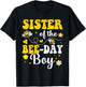 Sister of the Bee Day Boy Birthday Party Matching Family T-Shirt - T-Shirt | Black