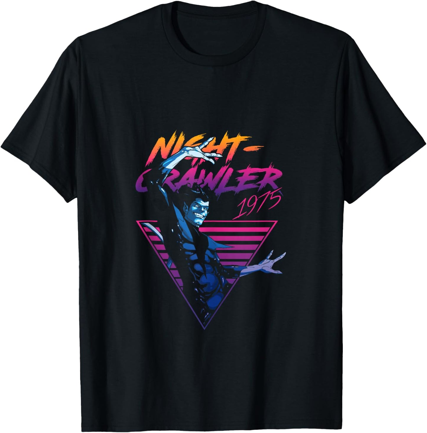 Marvel X-Men Nightcrawler 1975 Vintage Neon Logo T-Shirt - T-Shirt | Black
