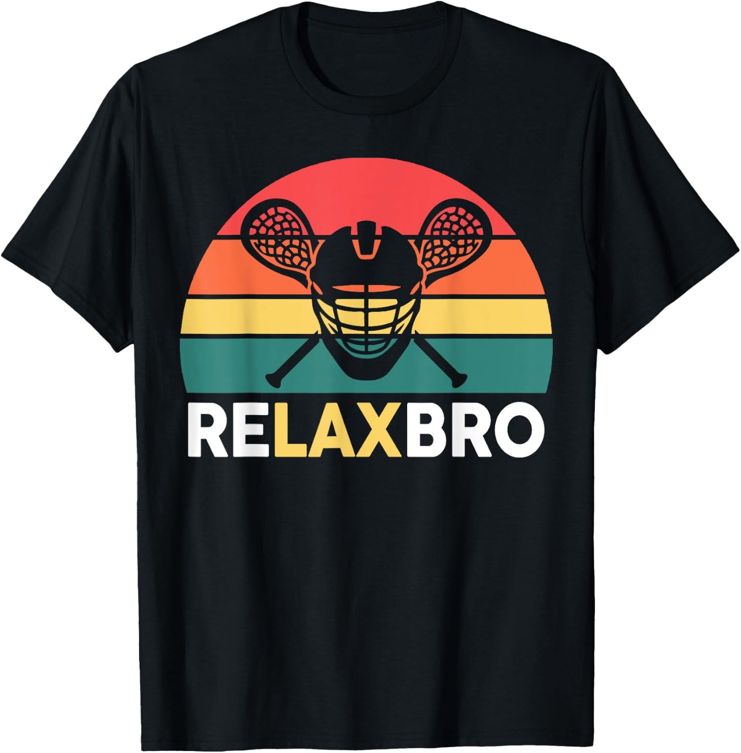 Boys Lacrosse-Shirt Men Youth Funny Lax Relaxbro Lacrosse T-Shirt - T-Shirt | Black