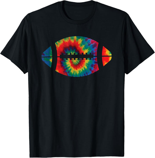 Football Tie Dye Rainbow Kids Boys Teenage Men Girls Gift T-Shirt - T-Shirt | Black