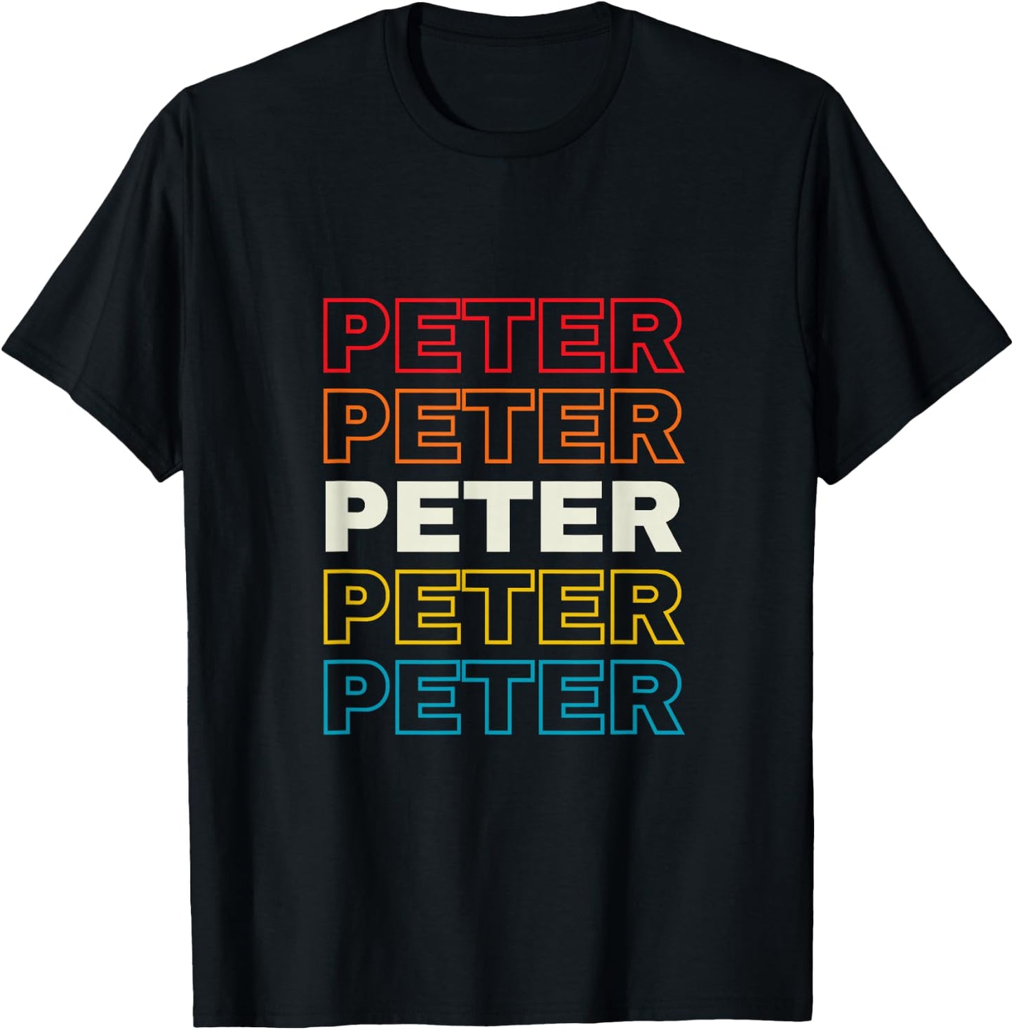 I Love Peter Personalized Retro Sunset First Name T-Shirt - T-Shirt | Black