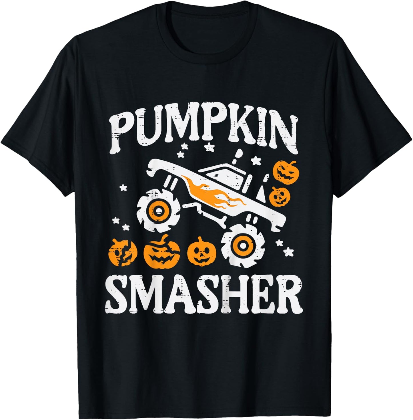 Kids Halloween Monster Truck Pumpkin Smasher Costume Toddler Boys T-Shirt - T-Shirt | Black