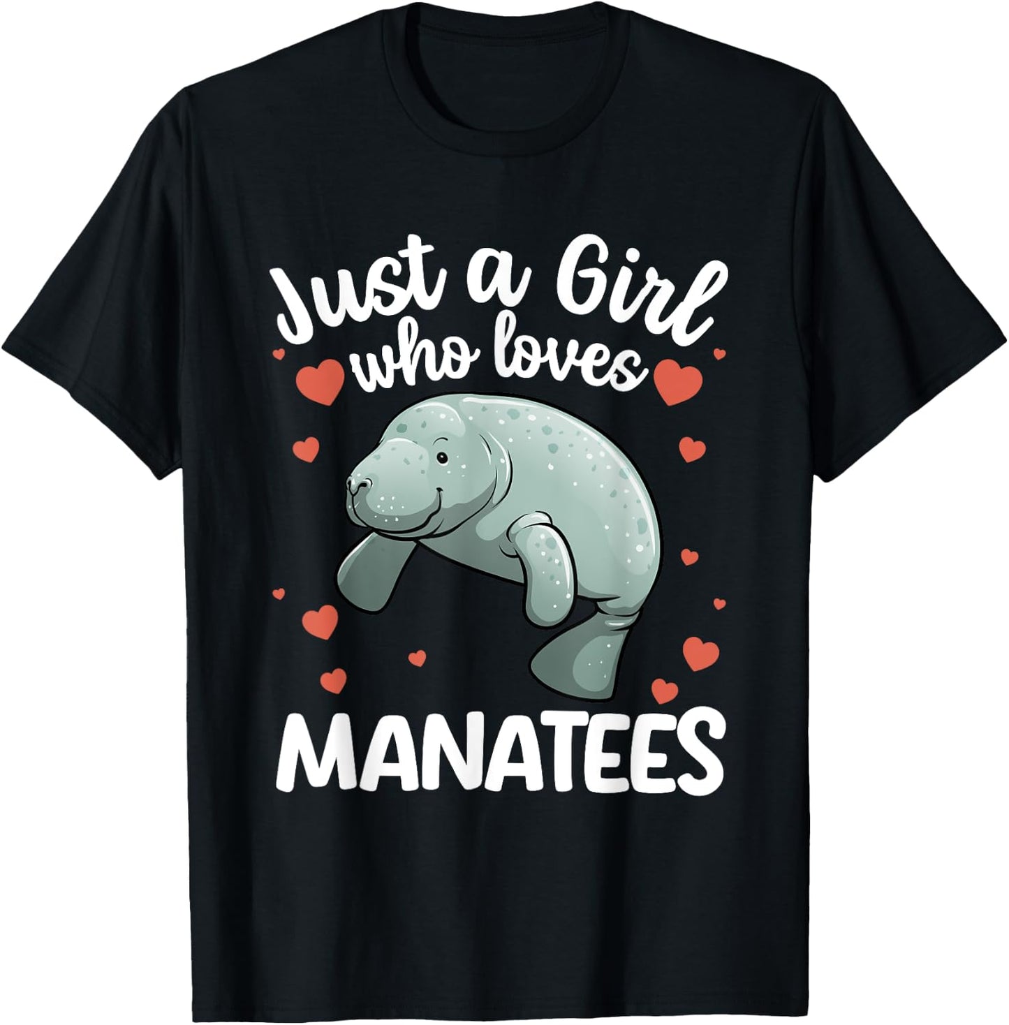 Cool Manatee Art Girls Kids Ocean Dugong Manatee T-Shirt - T-Shirt | Black