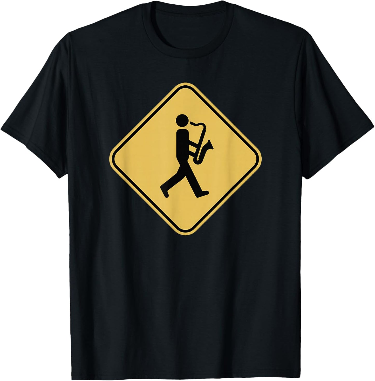 Funny Saxophone Player Warning Sign Alto Tenor Sax T-Shirt - T-Shirt | Black