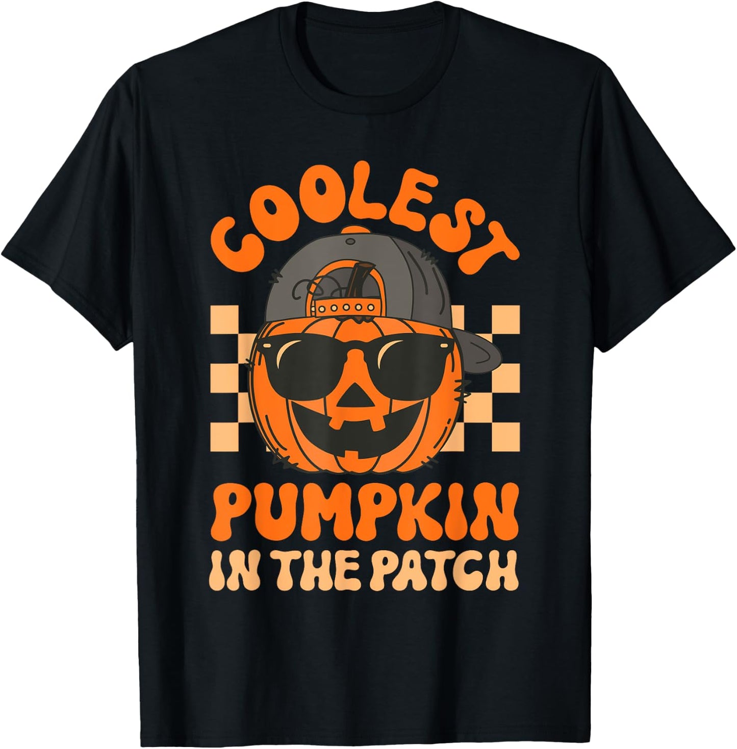 Groovy Coolest Pumpkin In The Patch Halloween For Boys Kids T-Shirt - T-Shirt | Black