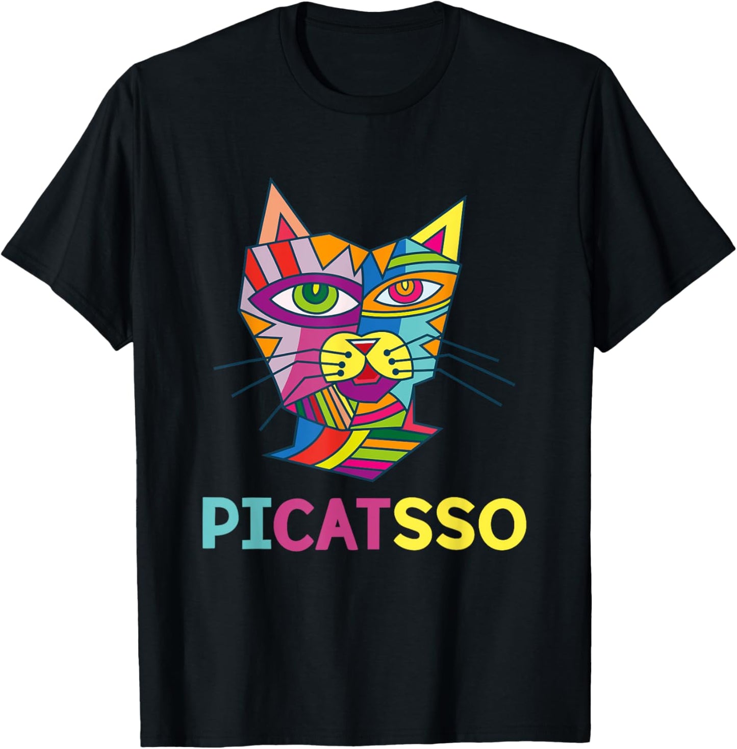 Picatsso Art Kitty | Art Teacher- Students Gift Men Women Kids T-Shirt - T-Shirt | Black