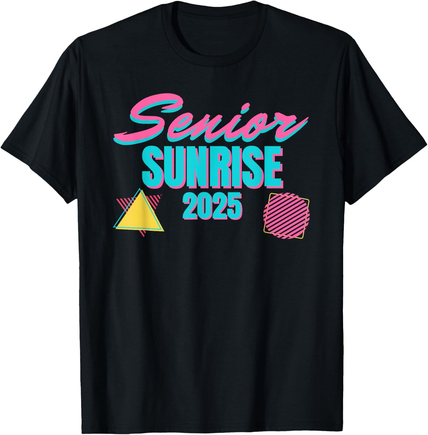Retro Senior Sunrise 2025 High School 12th Twelfth Grade T-Shirt - T-Shirt | Black