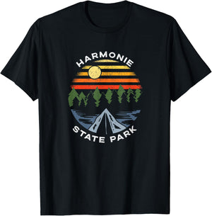 Harmonie State Park Indiana Forest Camping Vacation T-Shirt - T-Shirt | Black