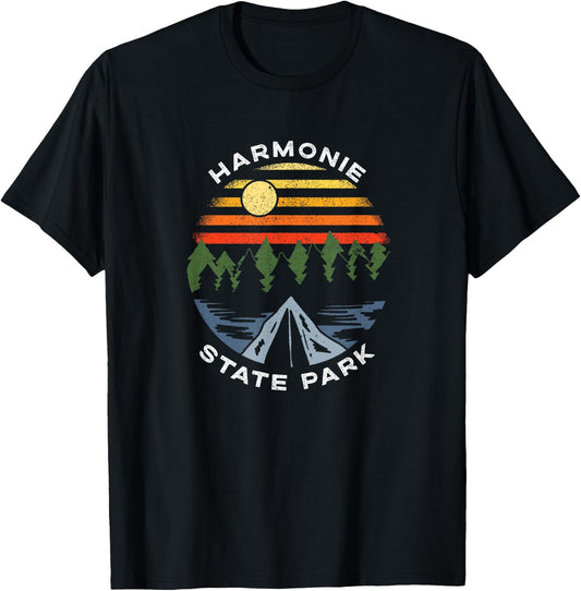 Harmonie State Park Indiana Forest Camping Vacation T-Shirt - T-Shirt | Black