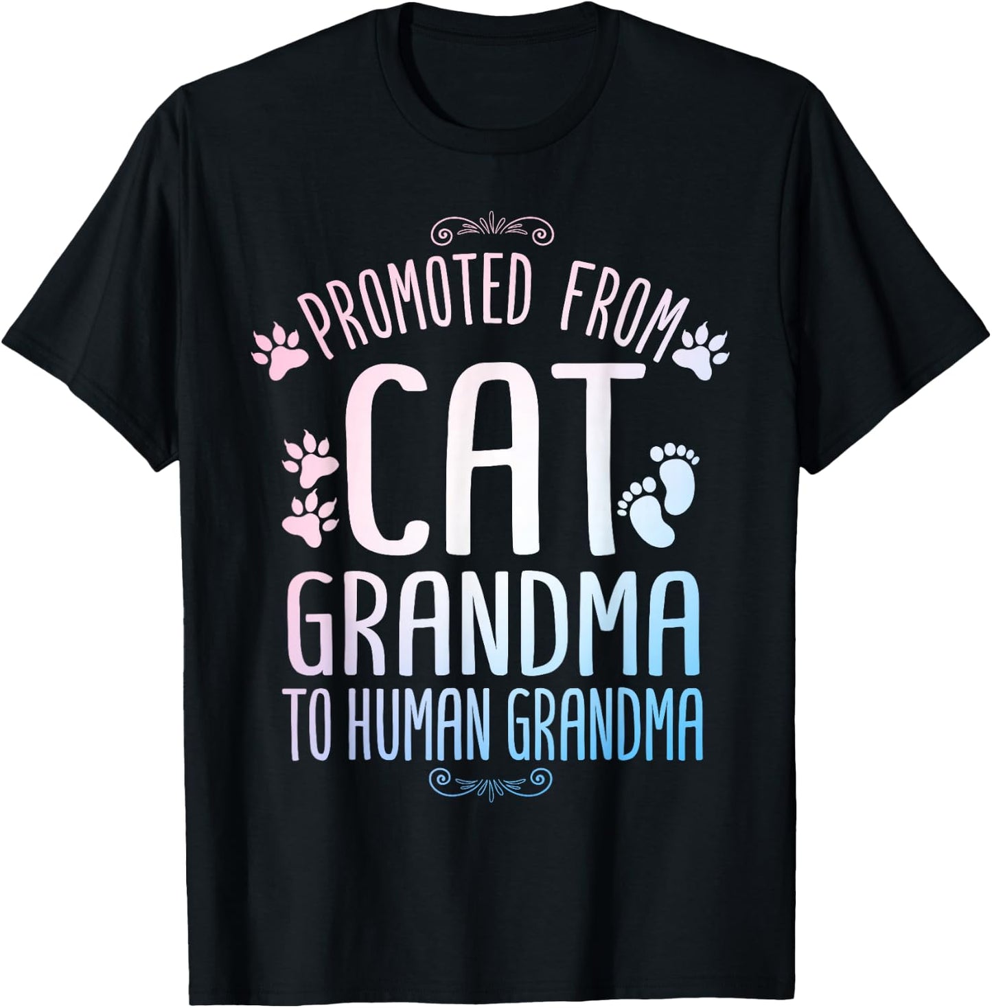 Cool Promoted To Grandma For Mom New Grandmother Cat Grandma Men Women Girls Kids T-Shirt - T-Shirt | Black