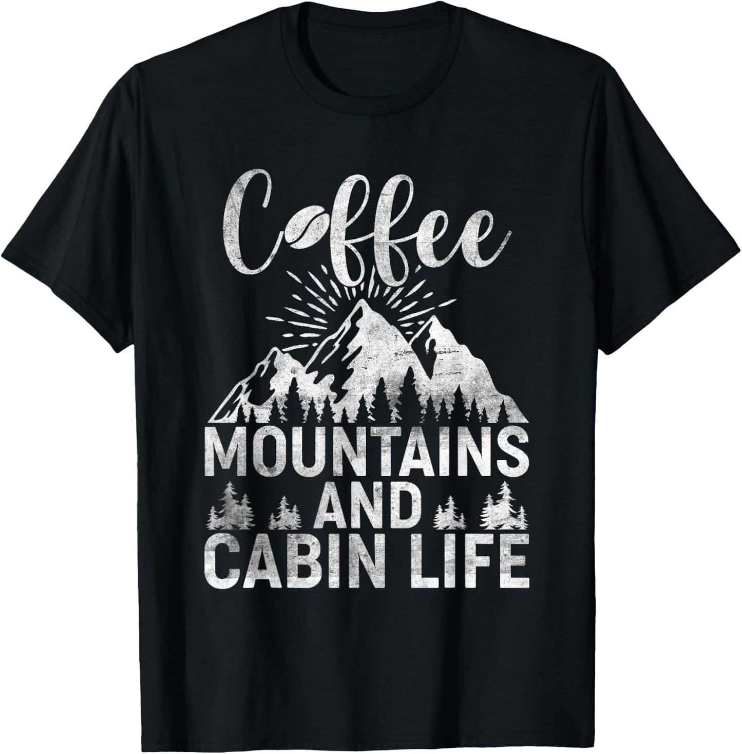 Coffee Mountains Cabin Life Outdoor Camping T-Shirt - T-Shirt | Black