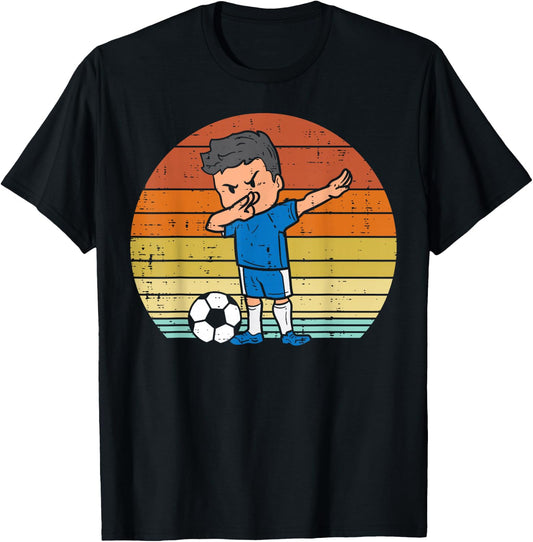 Dabbing Soccer Player Retro Football Dab Dance Boys Kids T-Shirt - T-Shirt | Black