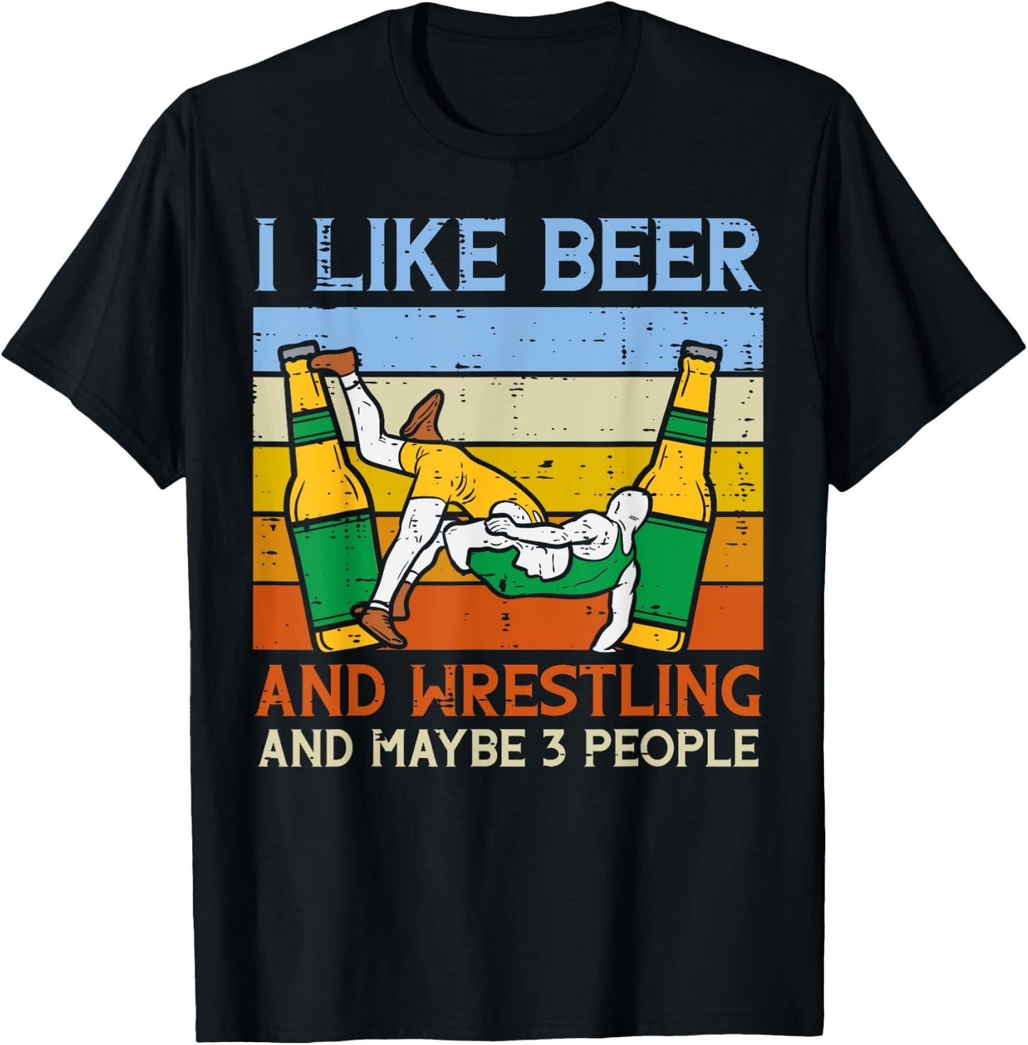 I LIke Wrestling Maybe 3 People Funny Wrestler Dad Papa Men T-Shirt - T-Shirt | Black