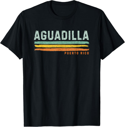 Vintage Stripes Aguadilla PR T-Shirt - T-Shirt | Black