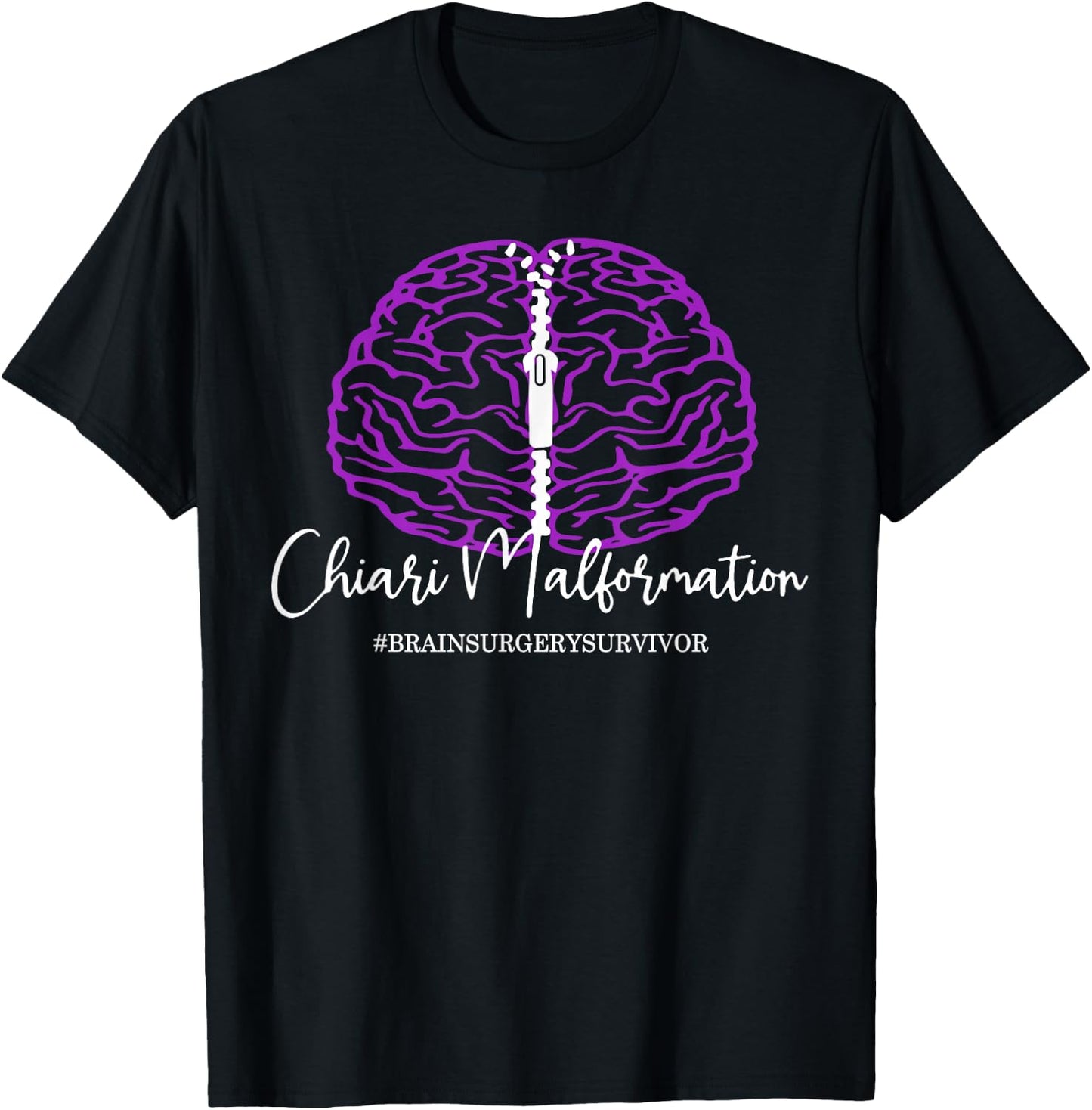 Chiari malformation - ACM awareness - zipperhead - brain T-Shirt - T-Shirt | Black