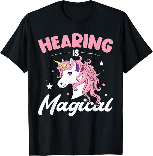 Unicorn Cochlear Implant For Hard Of Hearing And Deaf People T-Shirt - T-Shirt | Black