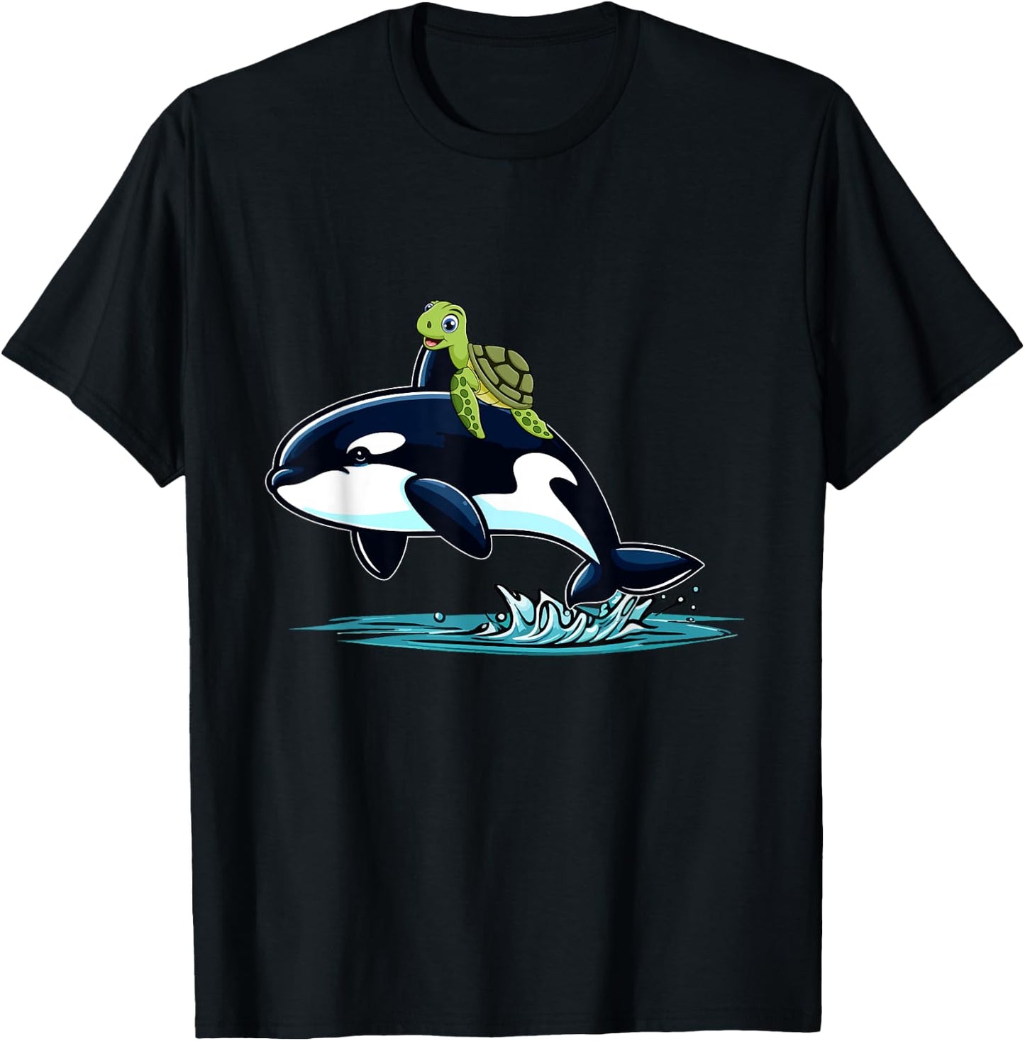 Turtle Riding Orca Costume Sea Animal Lover Kids Toddler T-Shirt - T-Shirt | Black