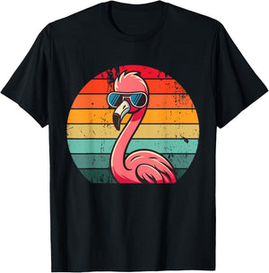 Pink Flamingo in Sunglasses Men Women Kids Funny Flamingo T-Shirt - T-Shirt | Black