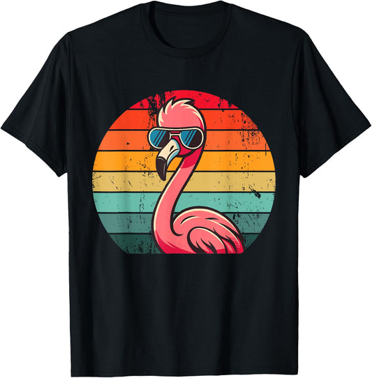 Pink Flamingo in Sunglasses Men Women Kids Funny Flamingo T-Shirt - T-Shirt | Black