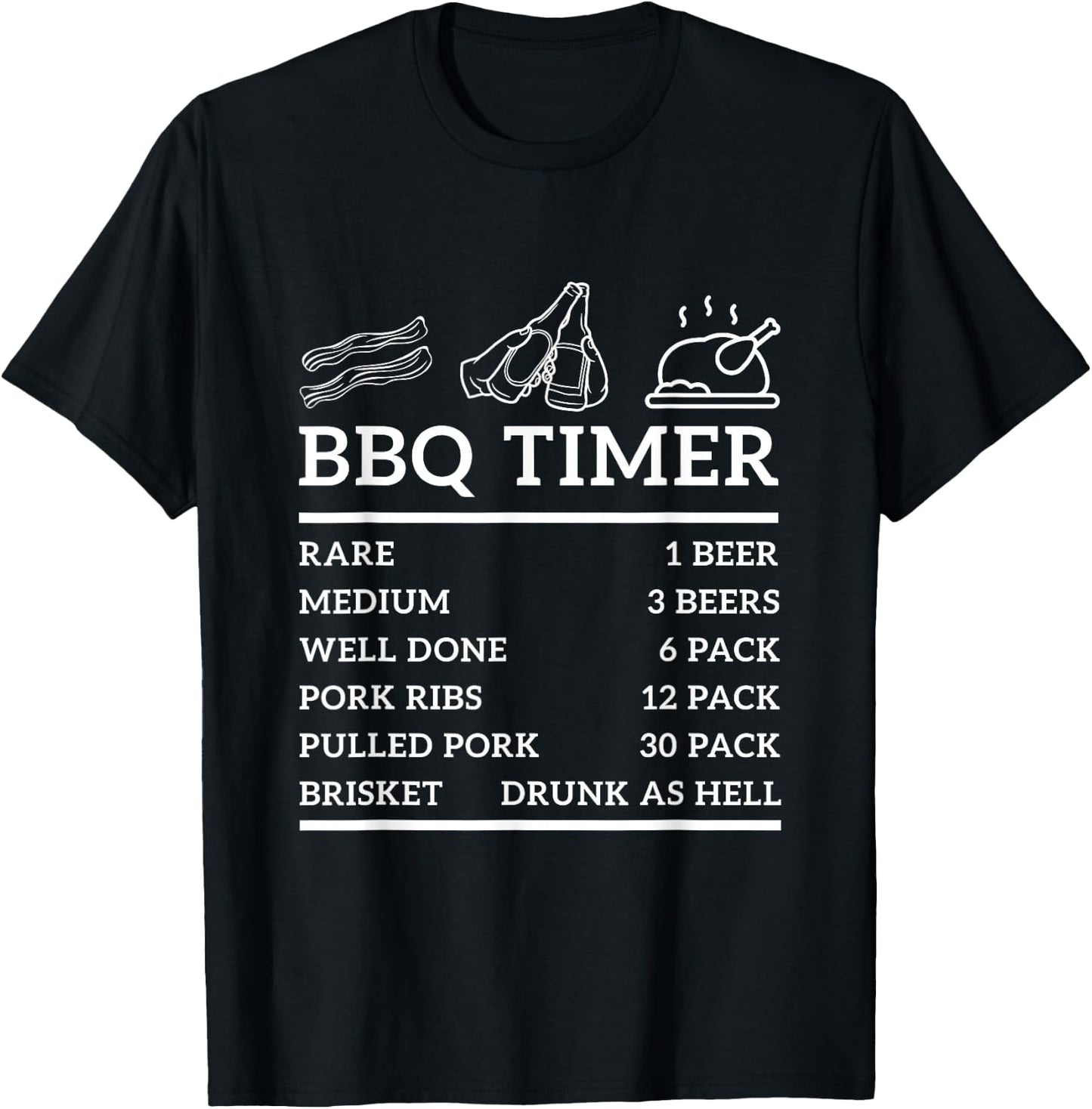 Funny Grill Saying BBQ Timer Bbq Beer Grill Dad Barbecue Fun T-Shirt - T-Shirt | Black