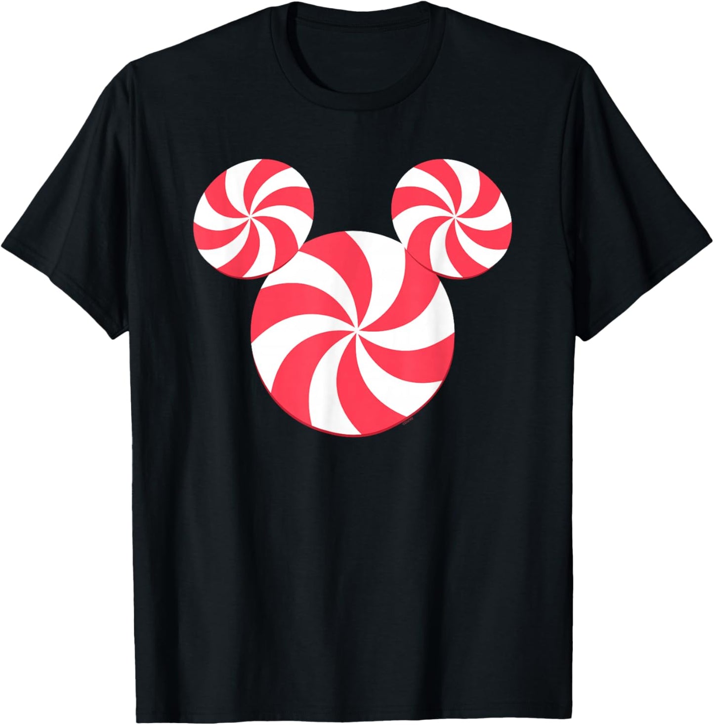 Disney Mickey Mouse Icon Christmas Peppermint Candy Holiday T-Shirt - T-Shirt | Black