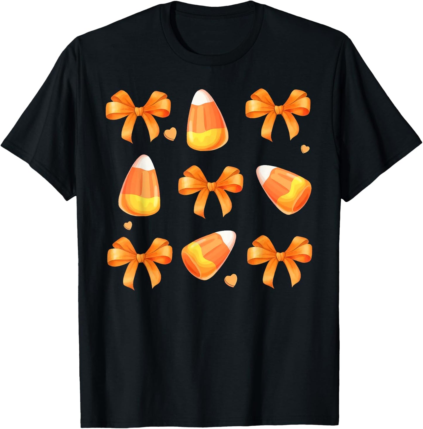 Coquette Bow Candy Corn Retro Halloween Women Kids T-Shirt - T-Shirt | Black