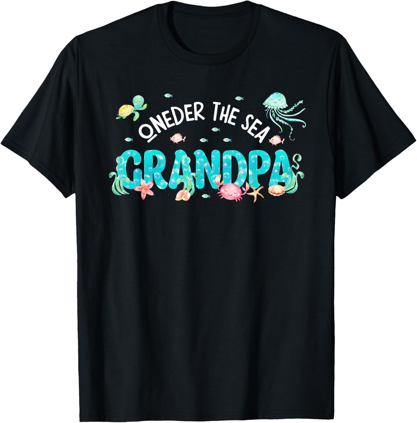 Under Sea Grandpa Birthday Girl Boy Matching Family Party T-Shirt - T-Shirt | Black