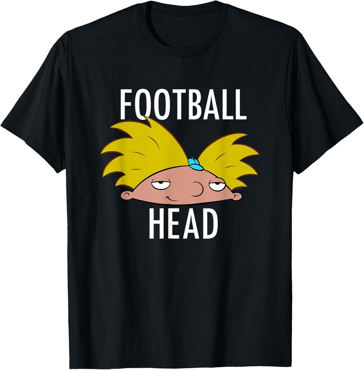 Hey Arnold! Iconic Arnold Football Head Big Chest Portrait T-Shirt - T-Shirt | Black