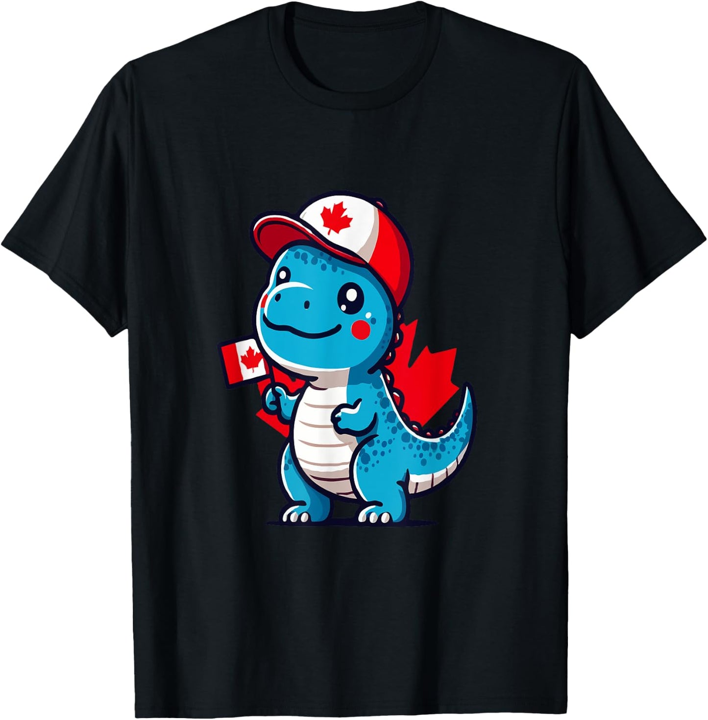 Canada Kids Flag Funny Blue Dinosaur Toddler Flag T-Shirt - T-Shirt | Black