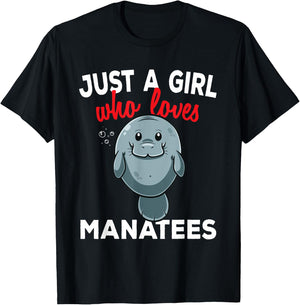 Just A Girl Who Loves Manatees Chubby Mermaid Lover T-Shirt - T-Shirt | Black