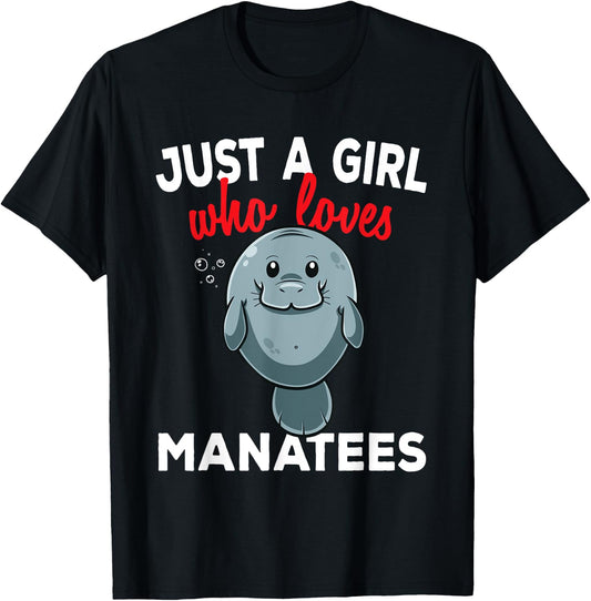 Just A Girl Who Loves Manatees Chubby Mermaid Lover T-Shirt - T-Shirt | Black