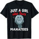 Just A Girl Who Loves Manatees Chubby Mermaid Lover T-Shirt - T-Shirt | Black