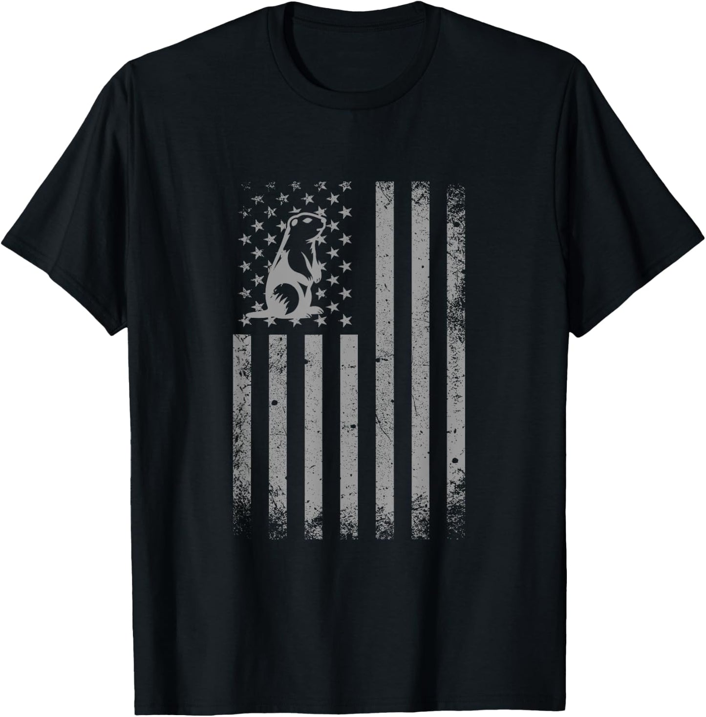 American Flag Prairie Dog Shirt Patriotic Prairie Dogs Men Women Kids T-Shirt - T-Shirt | Black