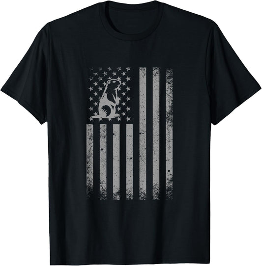 American Flag Prairie Dog Shirt Patriotic Prairie Dogs Men Women Kids T-Shirt - T-Shirt | Black