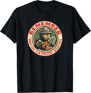 Giant Step Design Co. Remember Only You Vintage Smokey Bear Retro T-Shirt - T-Shirt | Black