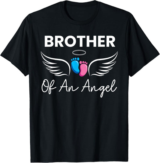 Brother of an Angel Pregnancy Infant Loss Baby Stillbirth T-Shirt - T-Shirt | Black