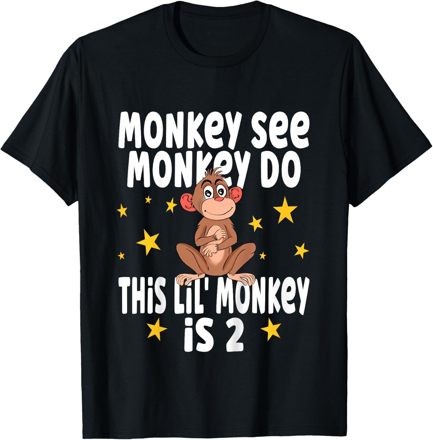 Kids Monkey See Monkey Do This Lil Monkey Is 2 Birthday Party T-Shirt - T-Shirt | Black