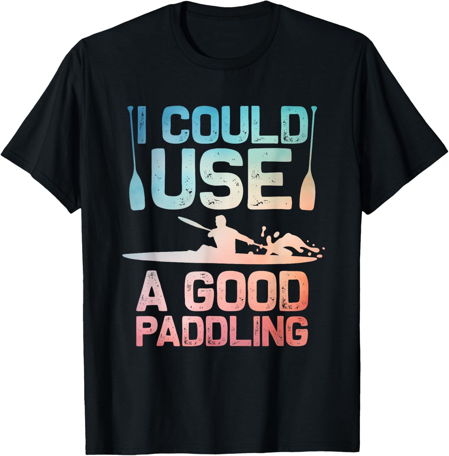 Cute Kayak Art Women Kayaking Kayaker Paddling Kayak T-Shirt - T-Shirt | Black