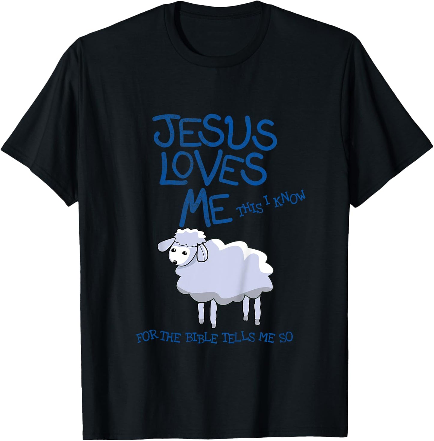 Kids Jesus Loves Me This I Know Lamb, Boys and Girls T-Shirt - T-Shirt | Black