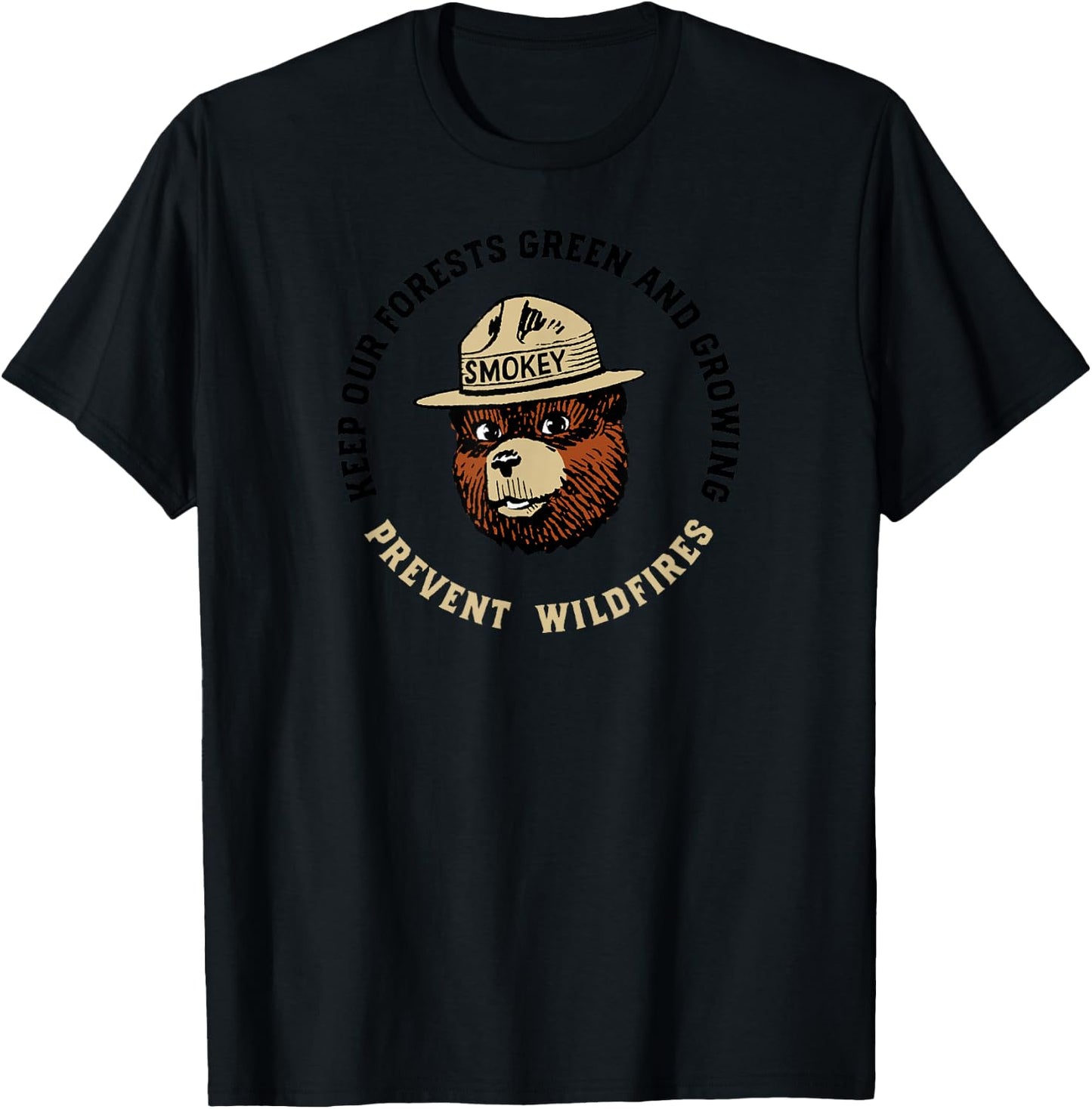 Smokey Bear Keep Our Forests Green & Growing! Vintage T-Shirt - T-Shirt | Black