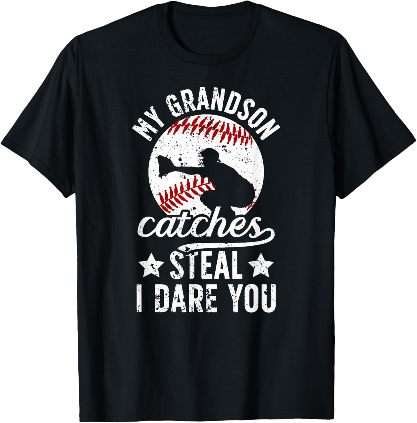 My Grandson Catches Baseball Catcher Grandma T-Shirt - T-Shirt | Black