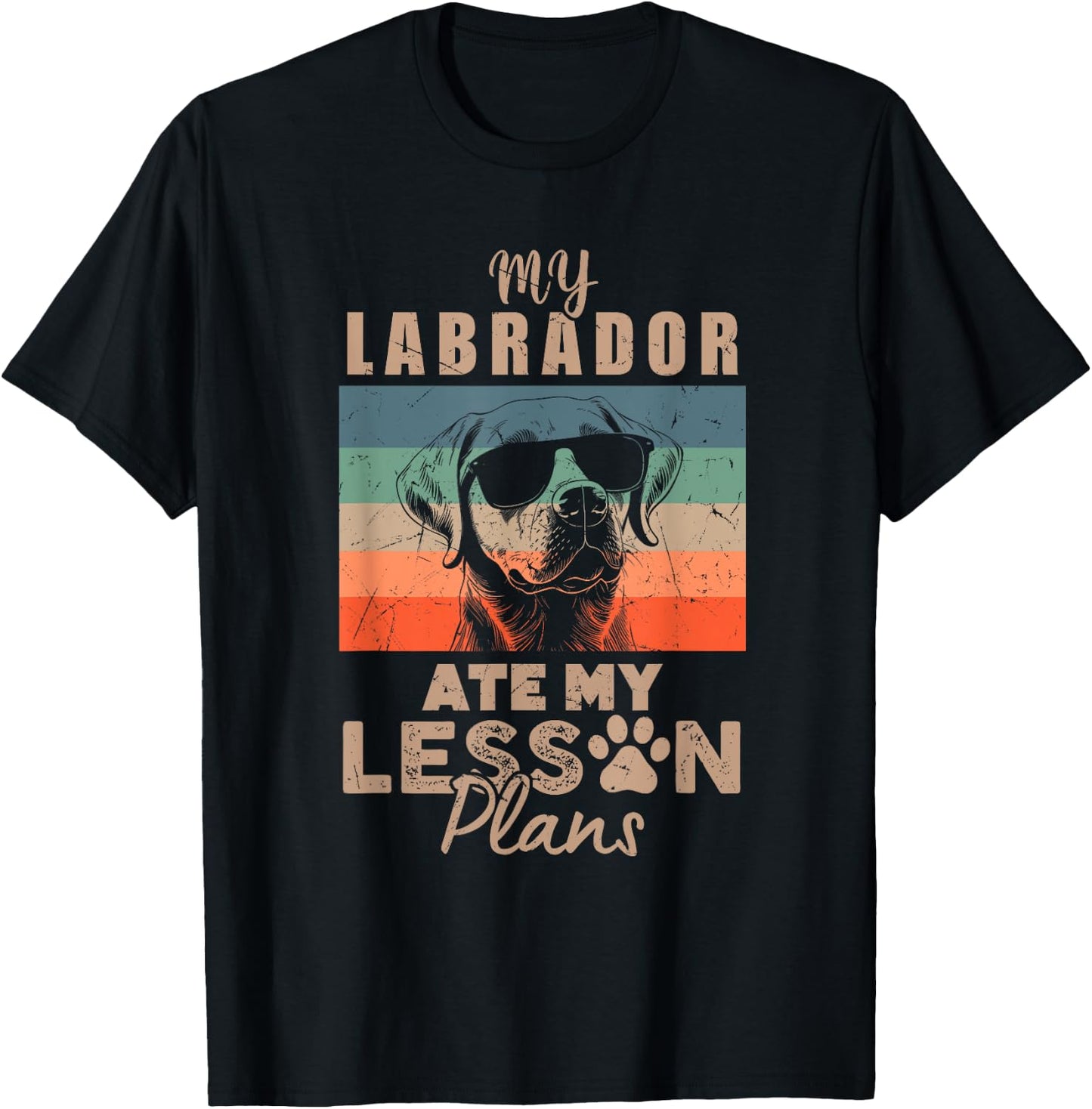 Labrador Ate My Lesson Plans Funny Teacher Gifts Dog Lover T-Shirt - T-Shirt | Black