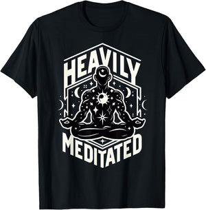 Heavily Meditated Funny Men's Meditation Mindfulness Yoga T-Shirt - T-Shirt | Black