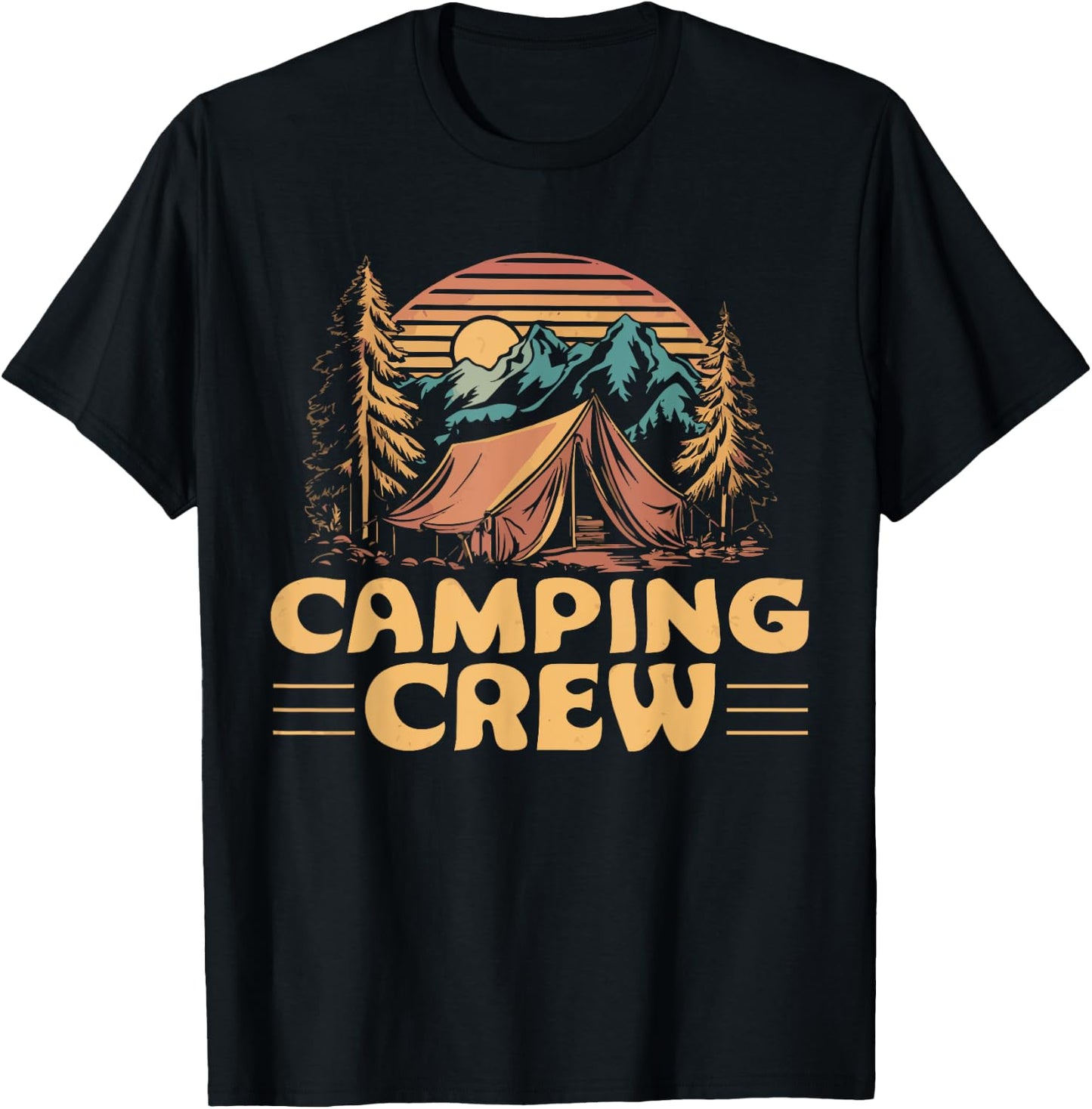 Camping Crew Family Friends Men Women Kids Boys And Girls T-Shirt - T-Shirt | Black