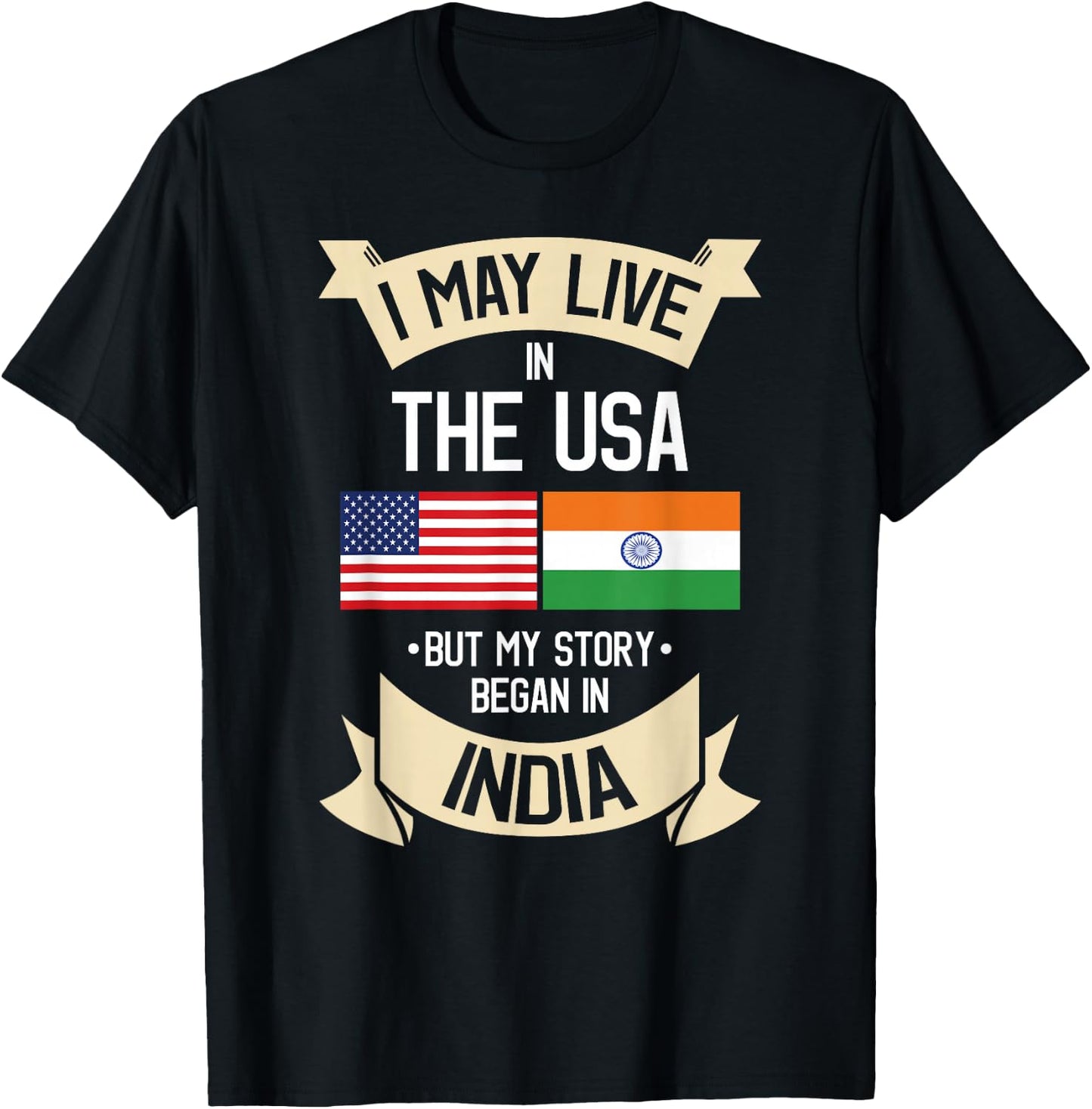 American Flag UAD Indian India Gift Roots T-Shirt - T-Shirt | Black