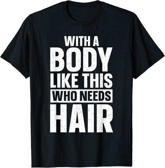 Cool Bald Guy Design Dad Husband Bald Head Bald Man T-Shirt - T-Shirt | Black
