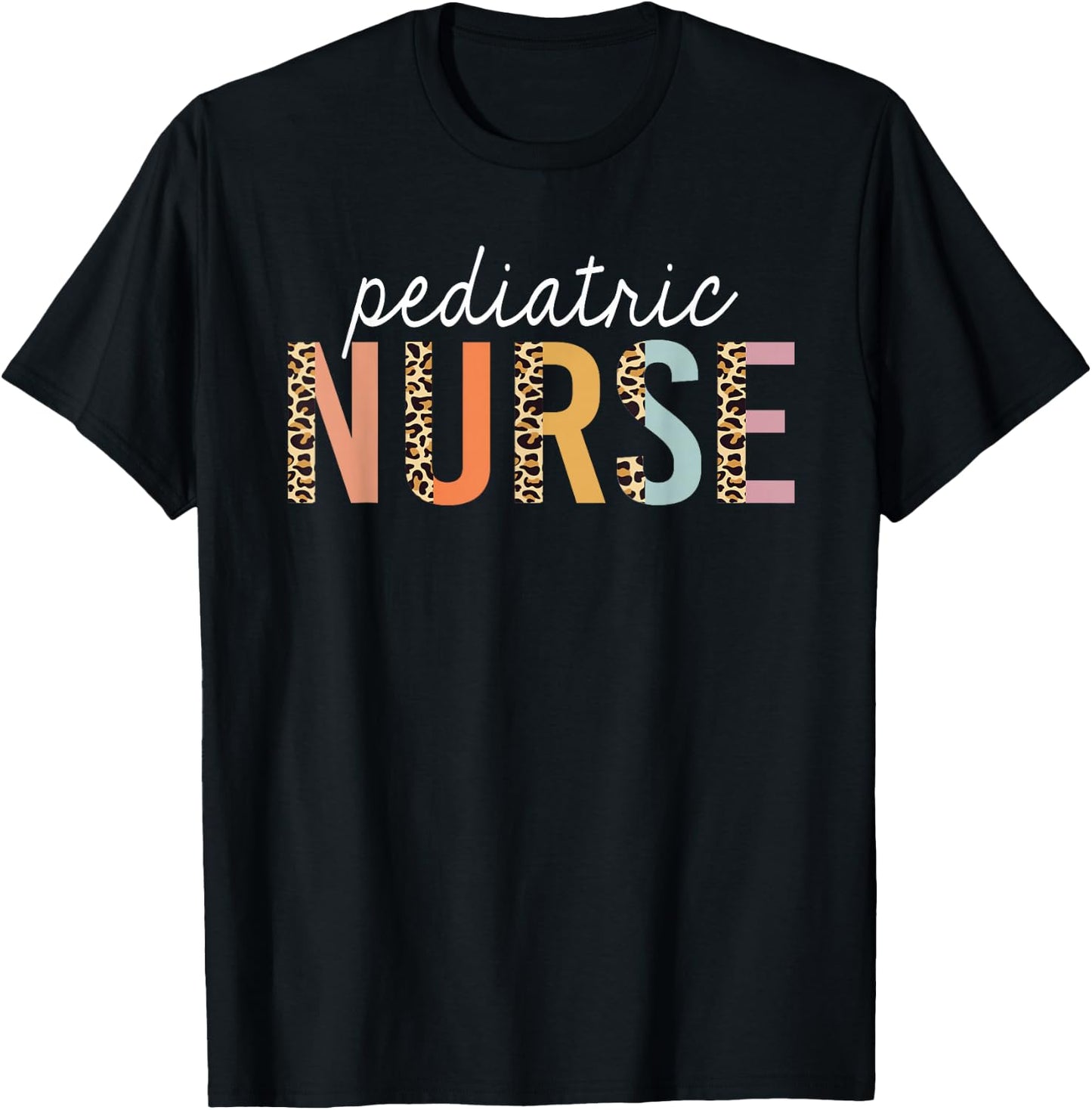 Pediatric Nurse Leopard Print Nursing School Women T-Shirt - T-Shirt | Black