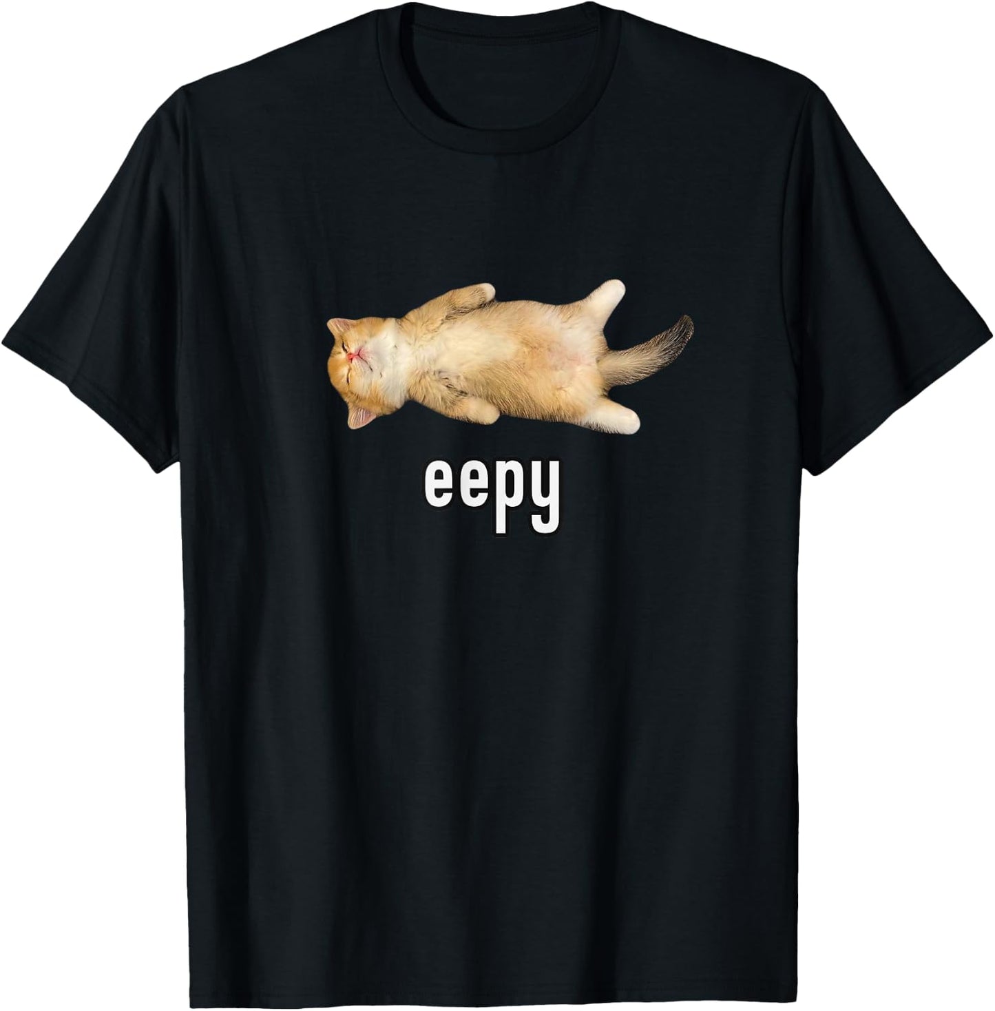 Eepy Cat, Silly Sleepy Cat Meme T-Shirt - T-Shirt | Black