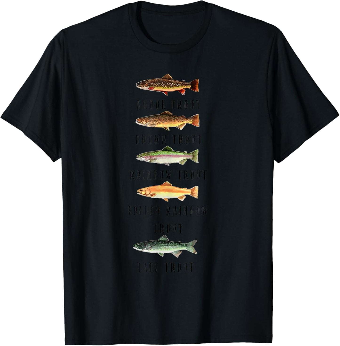 Types of Trout Fish Species Shirt Funny Trout Fishing Lover T-Shirt - T-Shirt | Black
